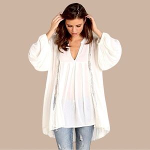 Free People Just The Two Of Us Boho Flowy Ivory Tunic 0070